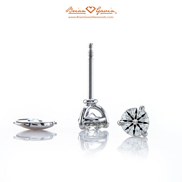 Handmade 18K White Gold Martini Earrings With Brian Gavin Signature Hearts And Arrows Round Diamonds