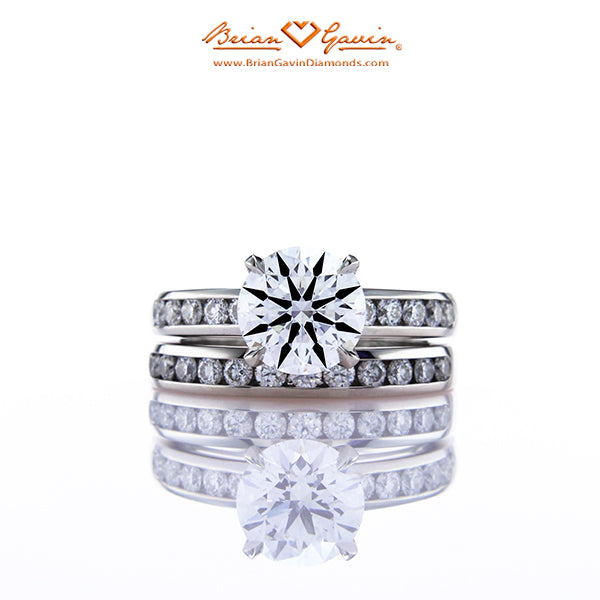 Brian Gavin Custom Platinum Diamond Engagement Ring and Wedding Band