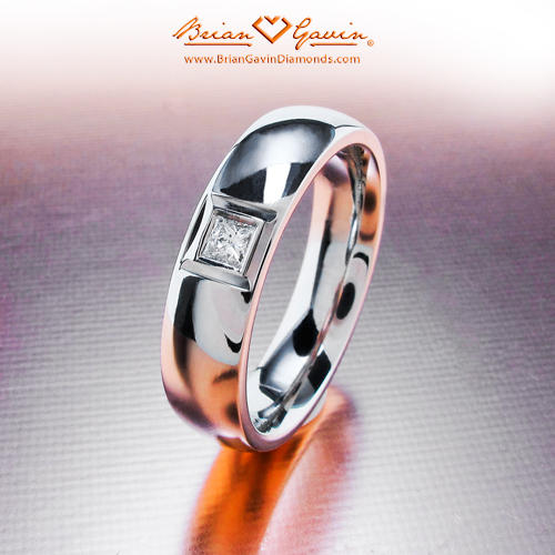 Gents Wedding Band with Princess Cut Diamonds