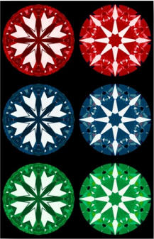 Hearts and Arrows Pictures in Red Blue and Green from HRD Laboratory