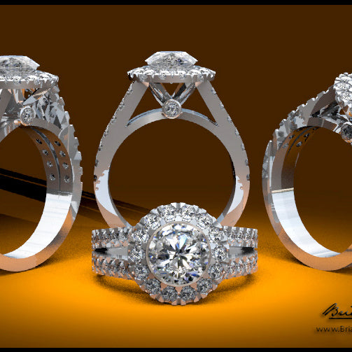 Brian Gavin Creates “The Kristin” Custom Split Shank Halo Diamond Engagement Ring with a Brian Gavin Signature Hearts and Arrows Center Stone…