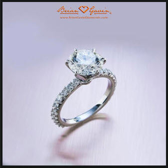 6 Prong Fishtail Pave Engagement Ring