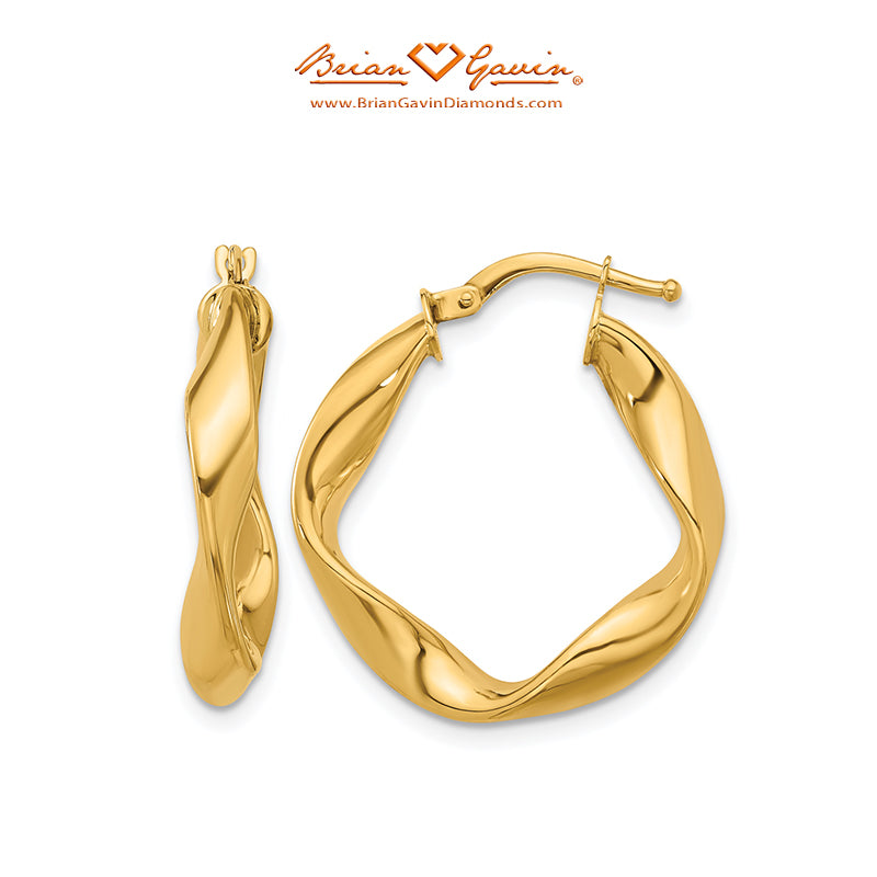 Gold Twisted Small Hoop Earrings - Earring I 14GIEAT10Y