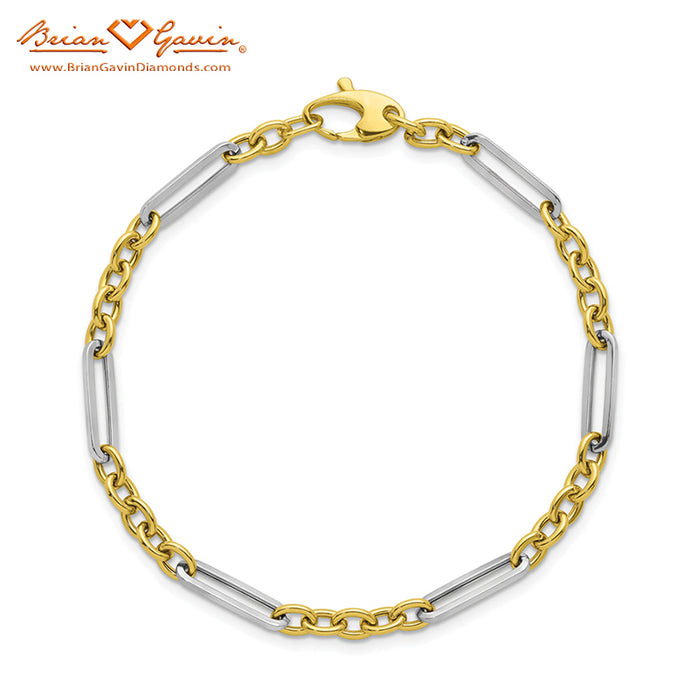 Two-Tone Polished Fancy Link Bracelet