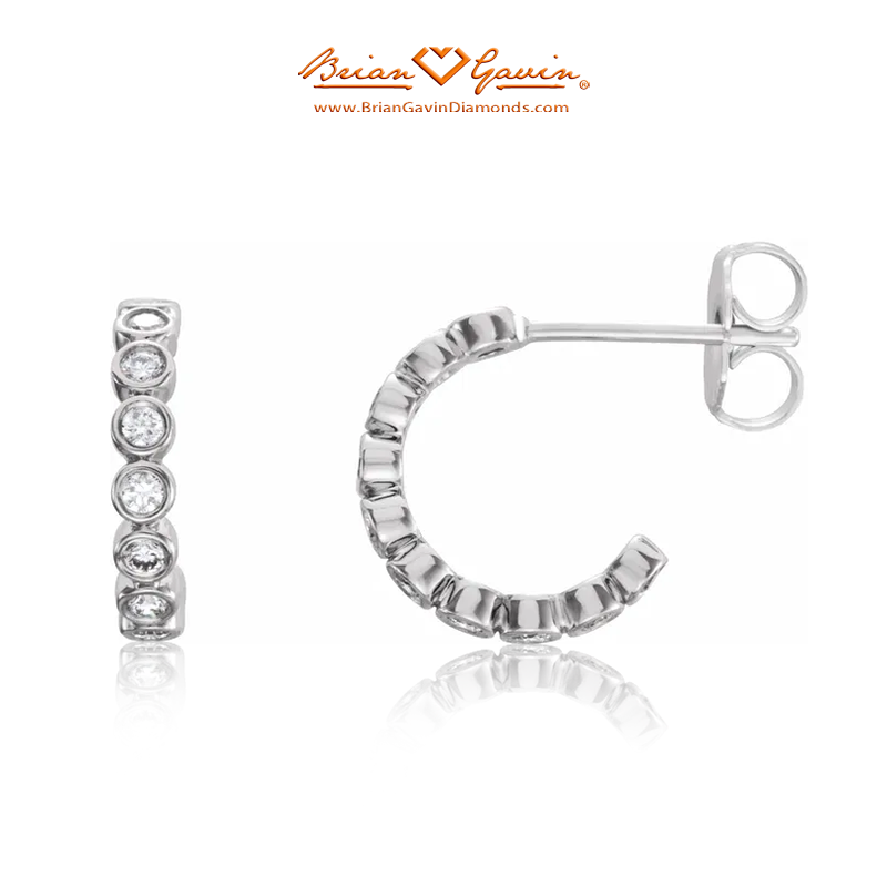 1/3ctw LAB Diamond Bezel Set Huggie Earrings Diamond Hoop Earrings I