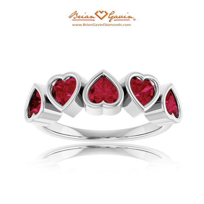 14K White Gold, Garnet