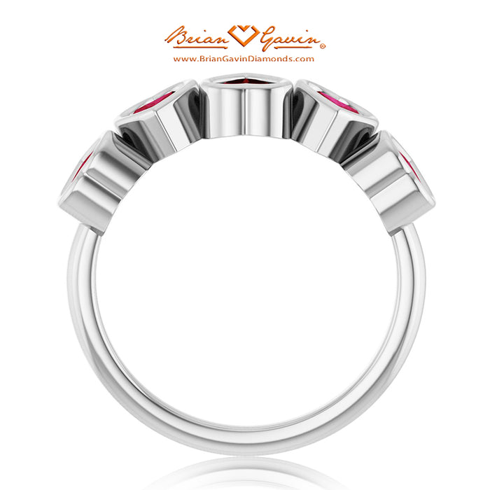 14K White Gold, Garnet