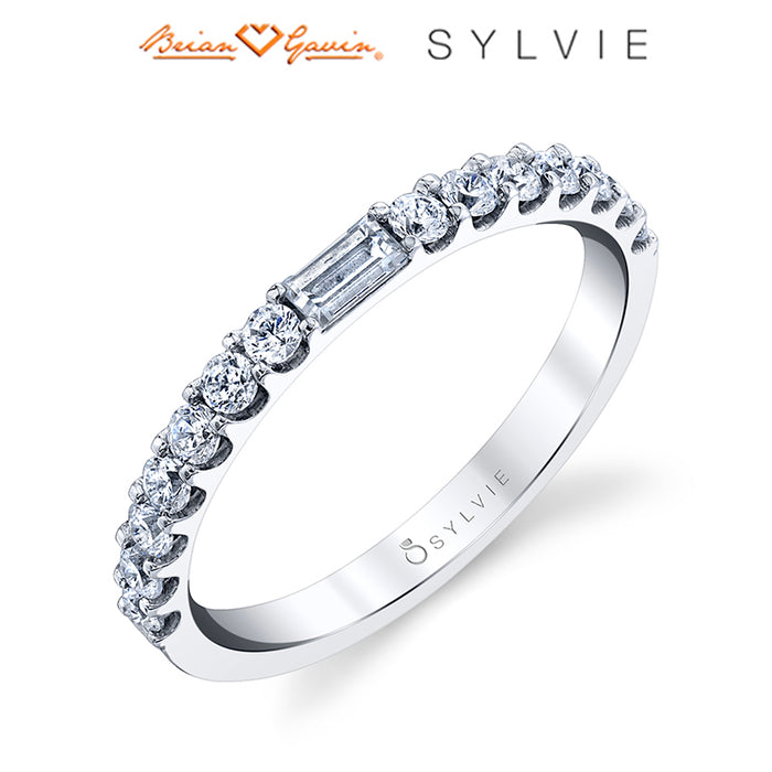 Dazzling "Sylvie" Baguette and Round Diamond Stackable Band