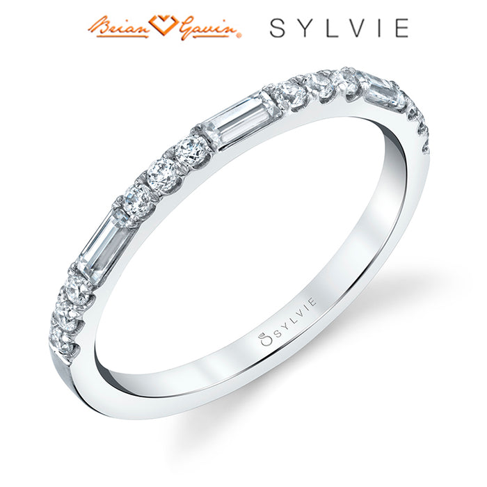 Vintage "Sylvie" Baguette and Round Diamond Stackable Band