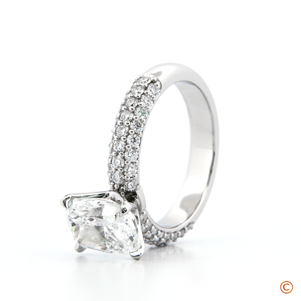Custom made Platinum, 3 Row Pave Style Ring using Brian Gavin Signature Diamonds