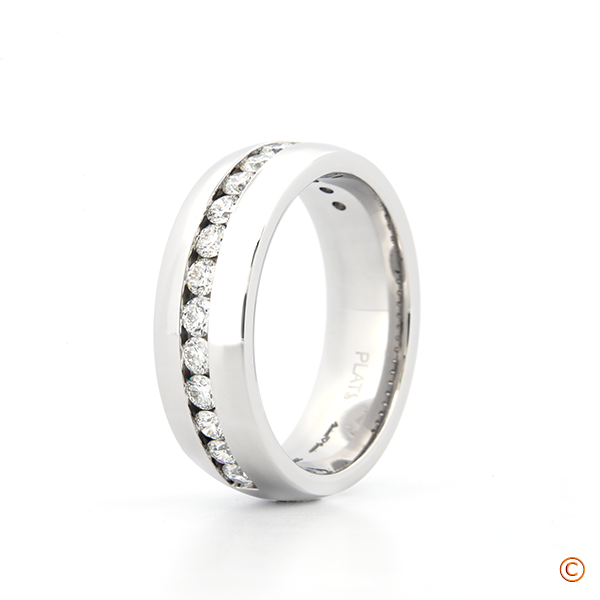 Men's Custom Channel Set Band 1/2 Eternity made with 16 x .06ct Natural Signature Diamonds