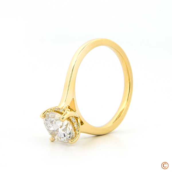 Custom Cathedral Style Setting with a 4 prong Petal Inspired Head Design
