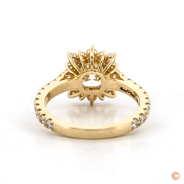 Custom Antique Cluster Style Halo with Cushion Cut Center