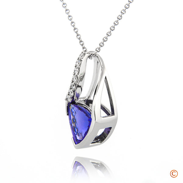 Tanzanite set in a Custom Pendant with Signature Diamonds
