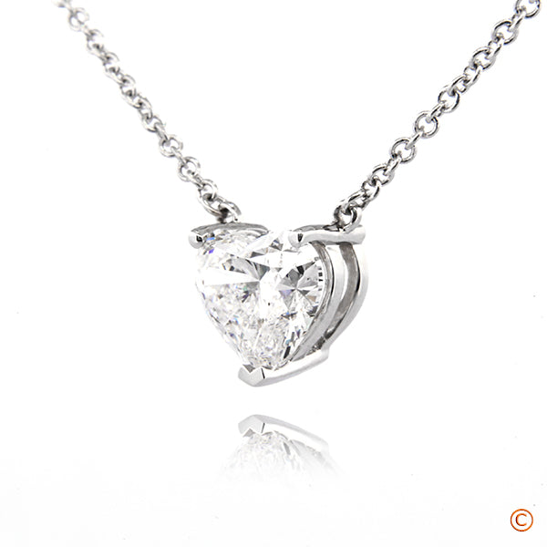 Custom Basket Style Fixed Pendant Featuring a Heart Shaped Diamond