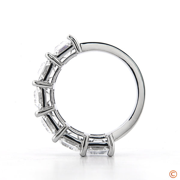 Custom 6 Stone Open Gallery Shared Prong Emerald Band
