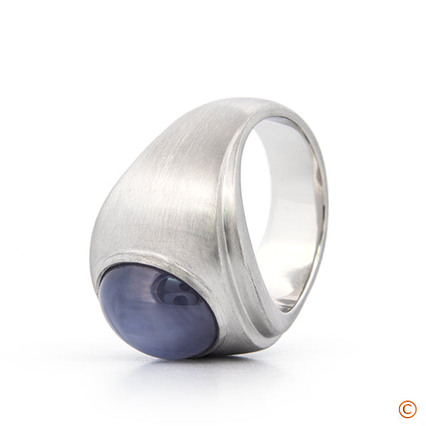 Custom Tapered Men's Signet Ring featuring a Star Sapphire