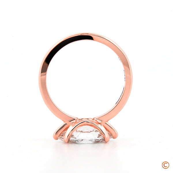 14kt Rose Gold 6 prong Solitaire Setting with a Scoop Design