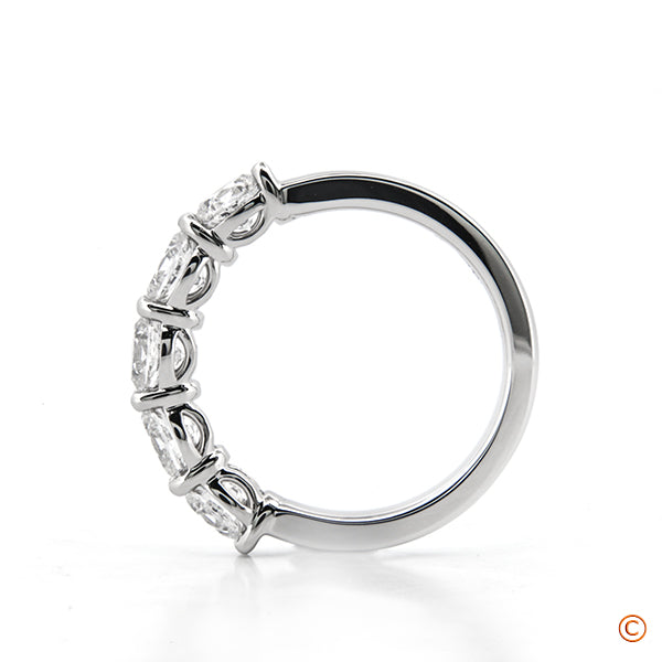 Custom 5 Stone Open Gallery Scalloped Oval Band
