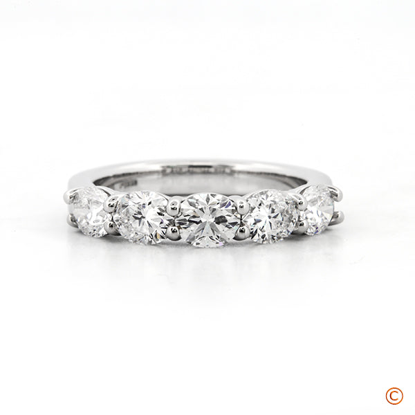 Custom 5 Stone Open Gallery Scalloped Oval Band