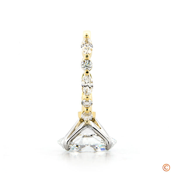 Custom Alternating Marquise and Round Engagement Ring with 5.03ct Oval Center