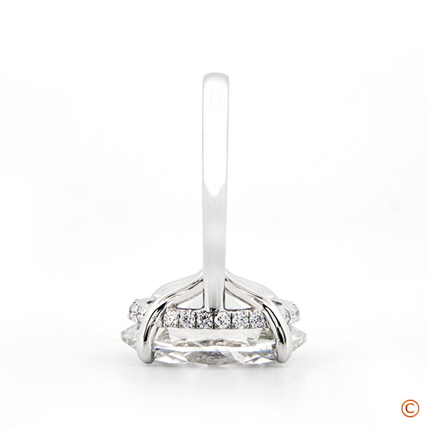 Customized Low-Profile Hidden Halo style Solitaire for 11ct Oval Cut Center Stone