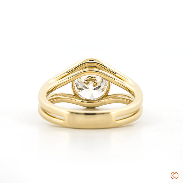 Yellow Gold Half Bezel Split Shank Design