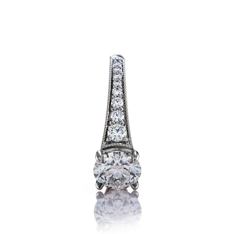 Custom 3/4 Eternity Cathedral Style Engagement Ring with Milgrain