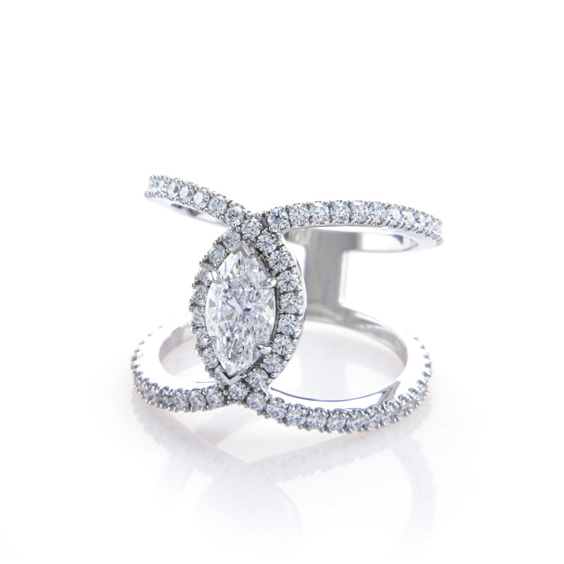 Custom Marquise Shaped Pave Engagement RIng