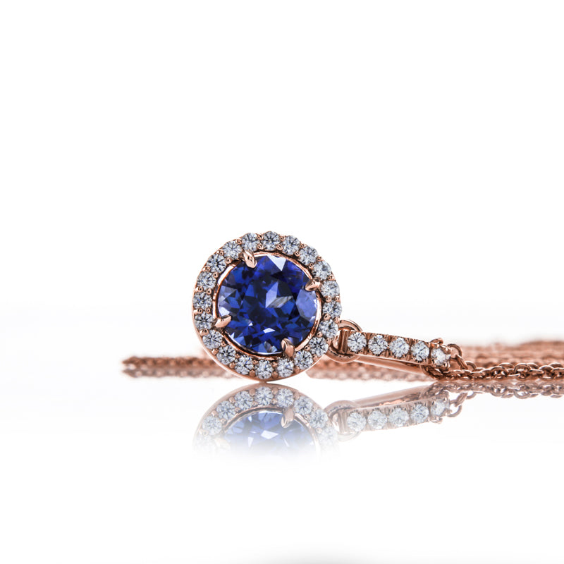 Rose Gold Halo Engagement Ring with Floral Undercarriage