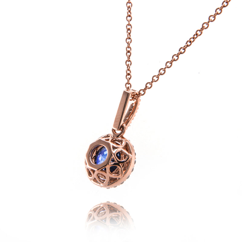 Rose Gold Halo Engagement Ring with Floral Undercarriage