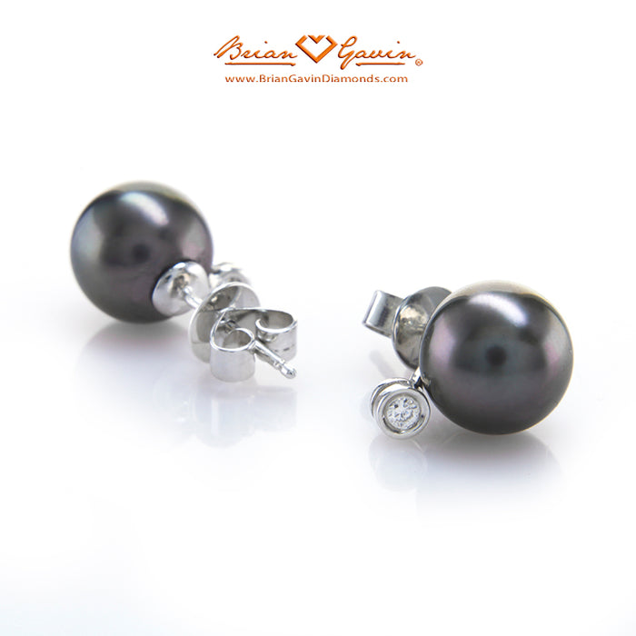 9.0-10.0mm Tahtian Pearl and Diamond Earrings
