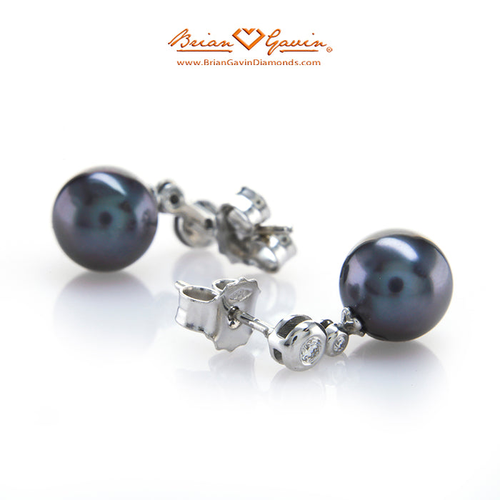 8.5-9.0mm Tahtian Pearl and Diamond Earrings