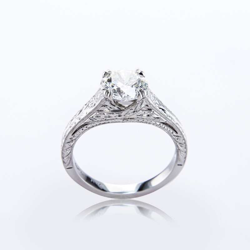 Custom Art Deco Style Setting with 4 Split Claw Prongs