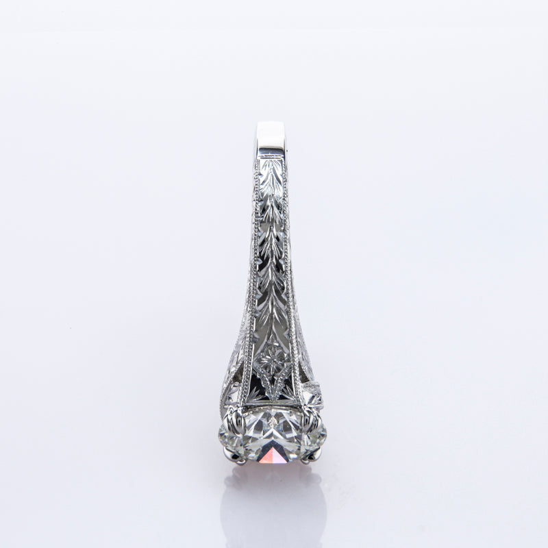 Custom Art Deco Style Setting with 4 Split Claw Prongs