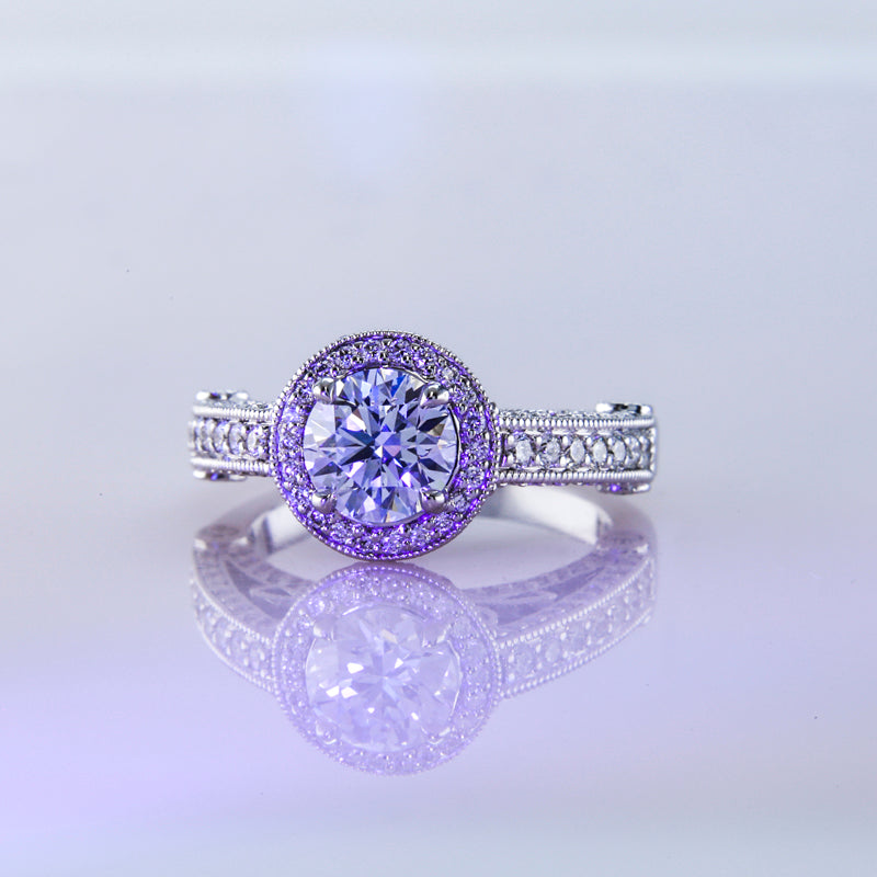 Custom Diamond Halo Engagement Ring