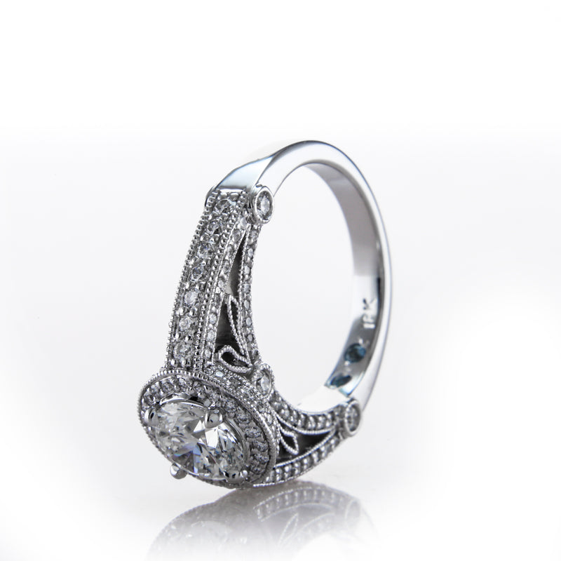 Custom Diamond Halo Engagement Ring