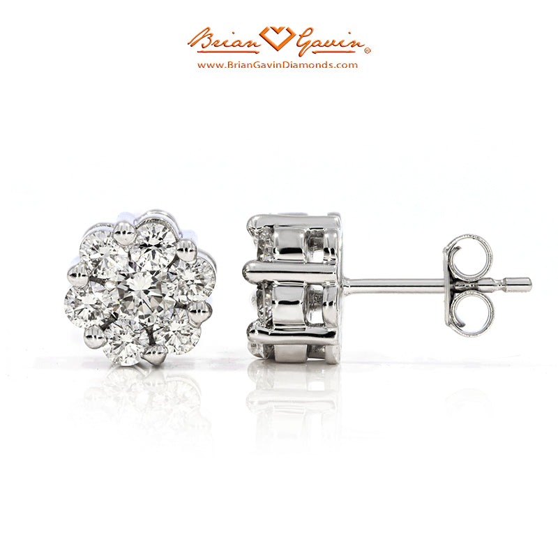 Lab Grown Diamond 7 Stone Cluster Earrings