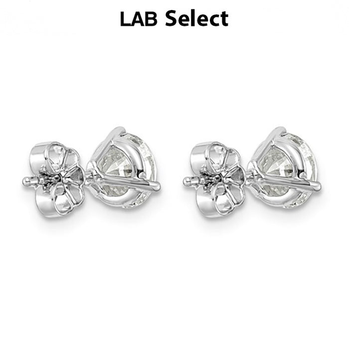 1.05 Ct Lab Created Emerald Martini Stud Earrings – 14k White Gold, Screw Back, Round Cut