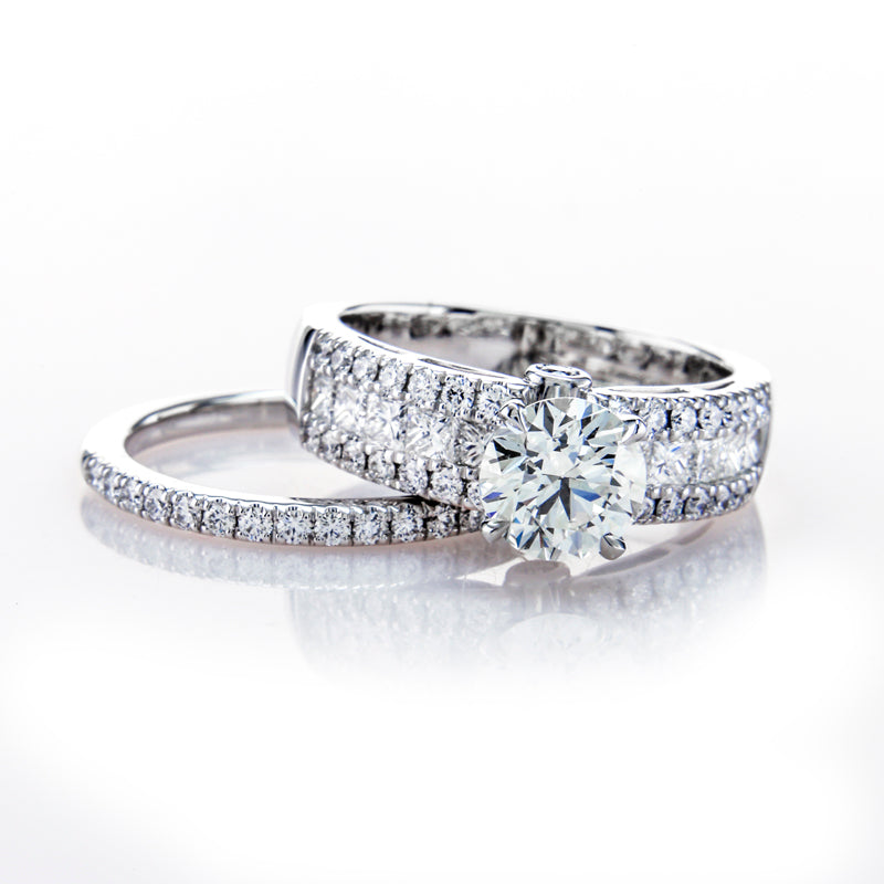 Custom Three Row Half Eternity Pave Ring