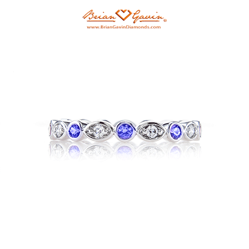 Marquise and Round Band - Size: 6 - 18k White Gold