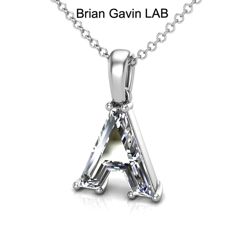 Lab Diamond Alphabet Prong Set With Bail Pendants - Pendant