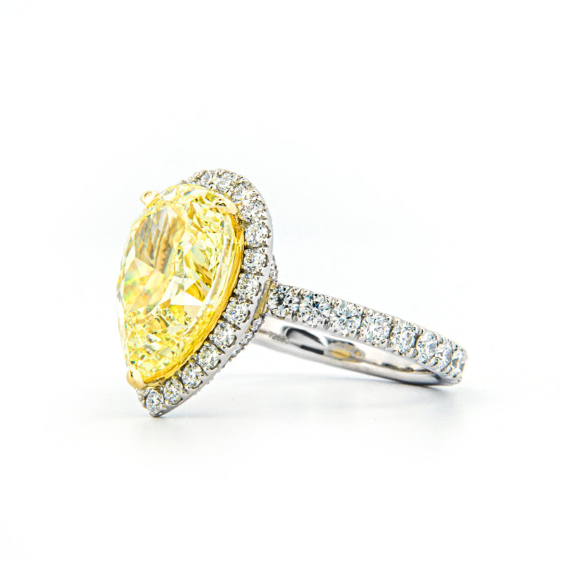 Custom Halo Pear Shaped Engagement Ring