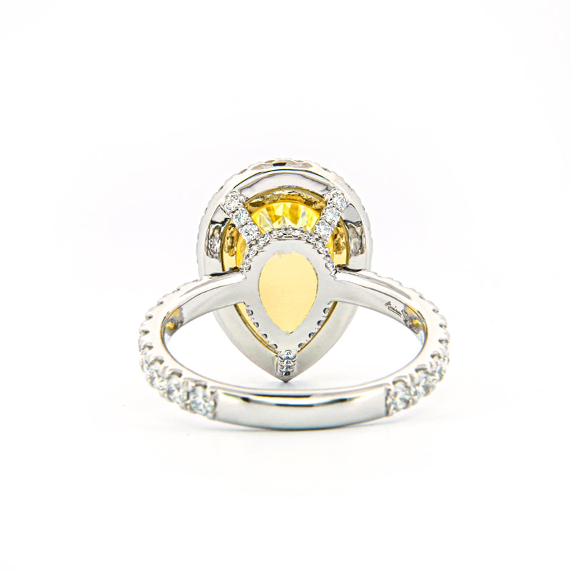 Custom Halo Pear Shaped Engagement Ring