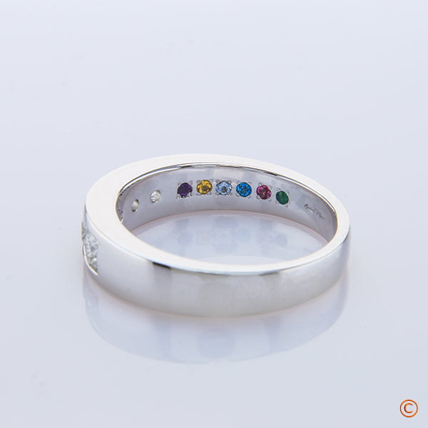 Men's Channel Set Diamond Band with Signature Hearts and Arrows