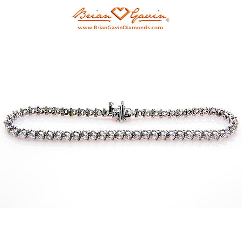 2ct 14K White Three Prong Tennis Bracelet