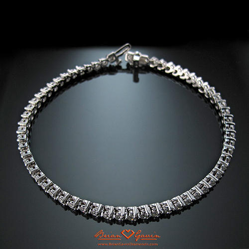 2ct 14K White Three Prong Tennis Bracelet