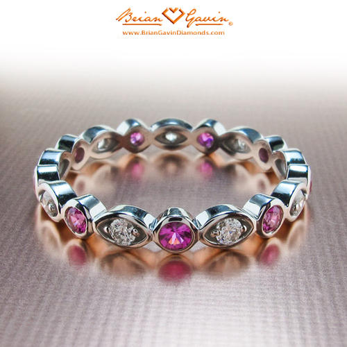 Marquise and Round Band - Size: 4.75 - 18k White Gold