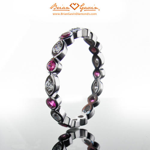 Marquise and Round Band - Size: 4.75 - 18k White Gold