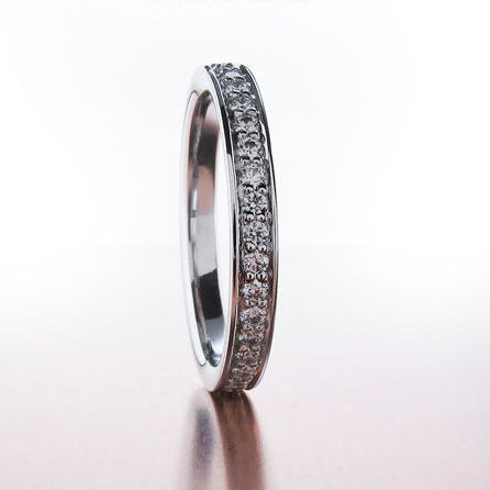 Micro Pave Band - Size: 5.75 - 18k White Gold